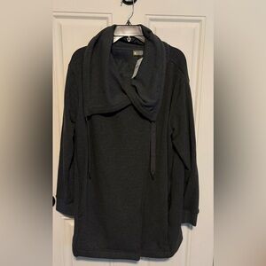 Zella Charcoal Gray fur lined asymmetrical Hoodie/Jacket NWT